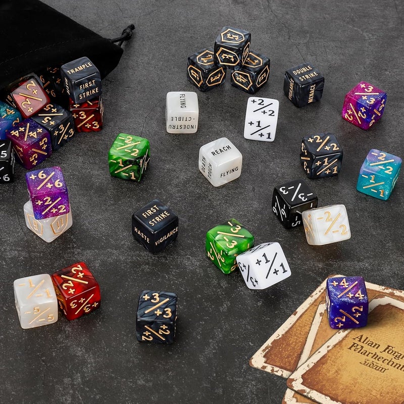 MDDSHGG 102 Pieces MTG Dice Counters Set Bulk Ability Keyword Tokens Shield Life Counters 6 Sided Dice for Magic The Gathering TCG Card Gaming Accessories - Image 5